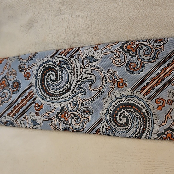 Vtg THE HOOKER 1960s Funky Blue Paisley Patterned Wide Clip-on Tie - Picture 9 of 9